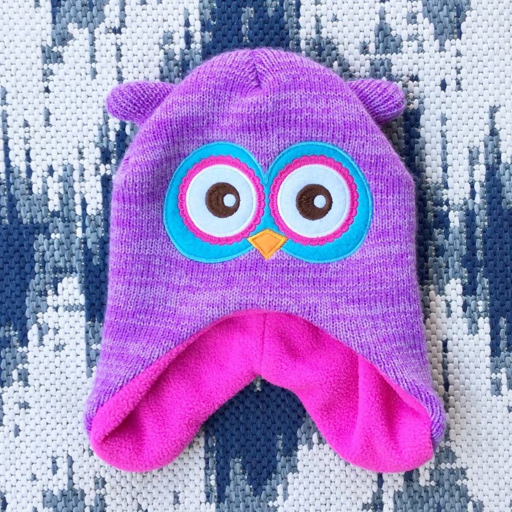 Toddler Fleece-Lined Owl Winter Hat EUC 💜
